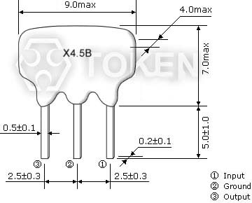 電視機/錄像機用陶瓷陷波器 (XT MB)尺寸
