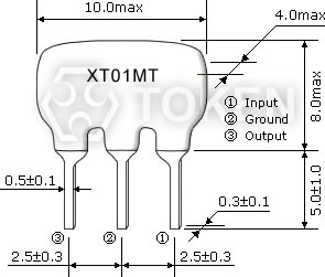 三吸收型陶瓷陷波器 (XT MT)尺寸圖