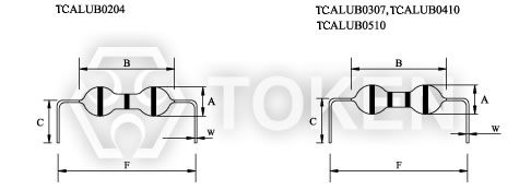 (TCAL) 色環電感 色碼電感 引線 U 彎型尺寸圖