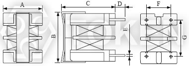 (TCUU10) EMI抑製器 濾波電感器 結構及尺寸圖
