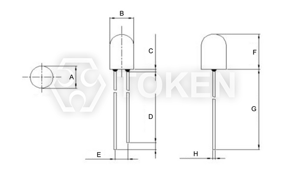 環保可見光傳感器 (PT-IC-AC-5-BN-520) 圓頭無邊尺寸圖