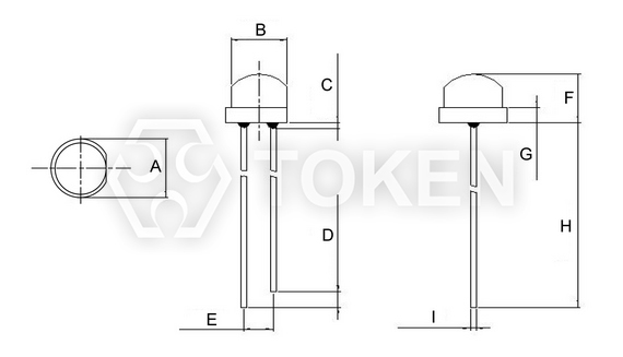 環保可見光傳感器 (PT-A1-AC-5-HE-850) 草帽型有邊尺寸圖