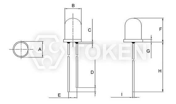 環保光敏傳感器 (PT-A2-AC-3-BE-850) & (PT-A2-AC-5-BE-850) 圓頭有邊尺寸圖