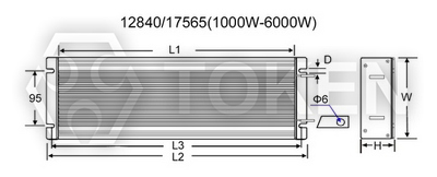 梯型鋁殼電阻器 (ASZ) 類型:B 尺寸圖