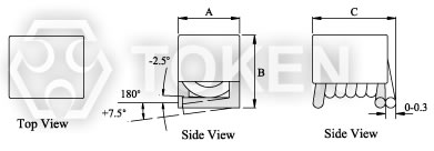 空芯線圈平面灌膠式 (TRAM 系列) 尺寸圖