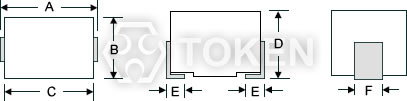 (TREC) 片式塑封線繞電感 大電流電感器 尺寸圖