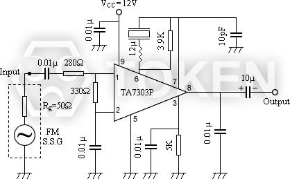 Chip Ceramic Discriminator for FM (JTCV10.7M) Test Circuit