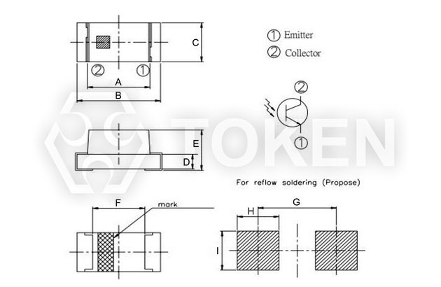 SMD IR Light Sensor (PT-B1-DC-0603-940) Dimensions