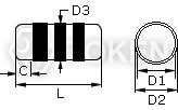 Carbon Film Low Noise MELF (RDM) Dimensions