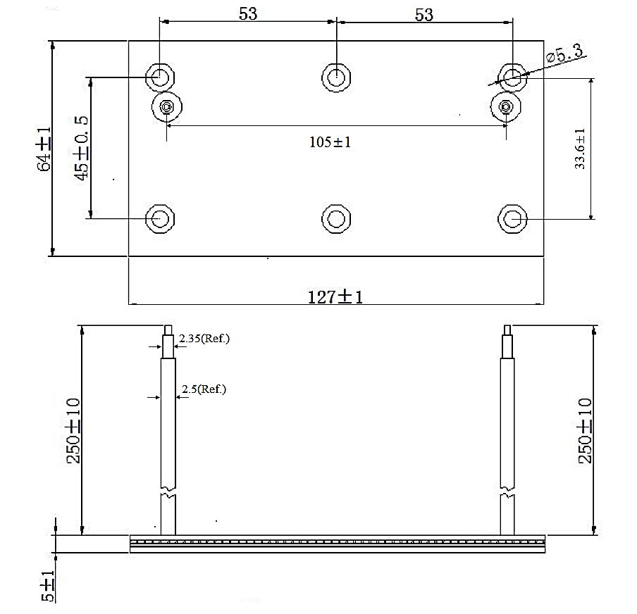 ASM-6405-300W Mica wirewound Resistor Dimensions