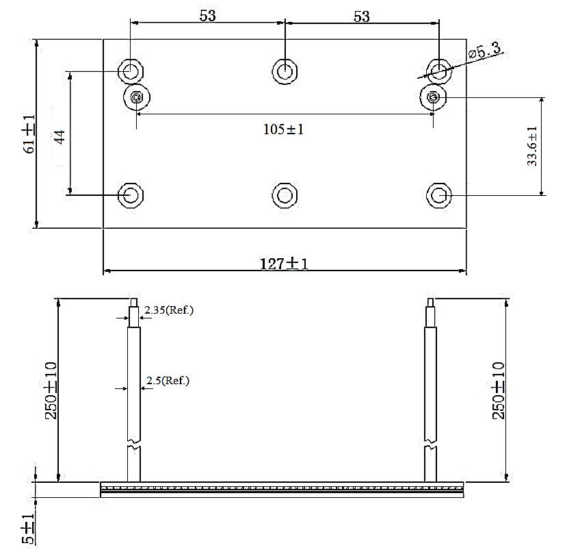 ASM-6105-400W Power Mica Resistor Dimensions