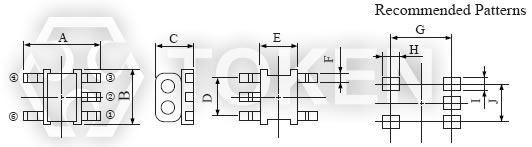 Surface mount RF Balun Transformer (TCB5F) Dimensions