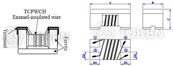 HDMI Common Mode Filters & Chokes (TCPWCH-2012HD) Structure diagram