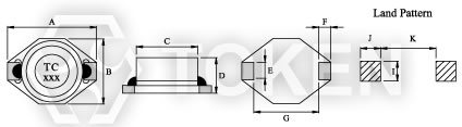 Shielded SMD Power Inductors (TPS3316DC) Dimensions