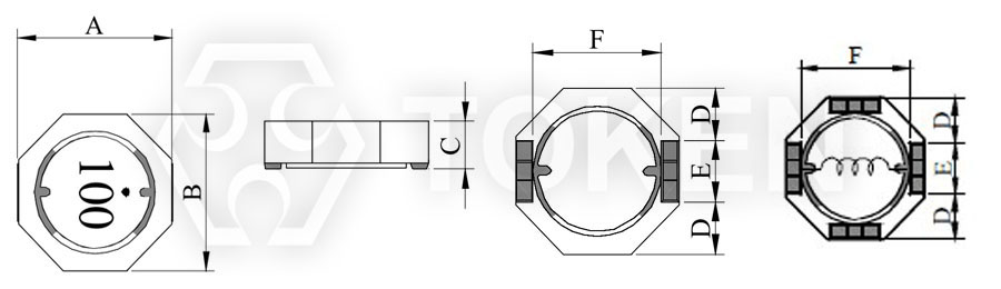 SMD power winding inductor (TPUME) Dimensions