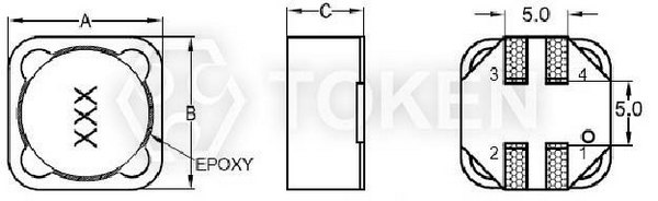 SMT Power Backlight Inductors (TPSRH74B) Dimensions