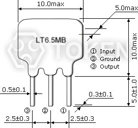 LT MB 系列 - 陶瓷滤波器电视机录像机用 尺寸图 
