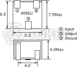 通讯机用陶瓷滤波器 (LTC 455EU) 尺寸图