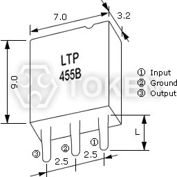 LTP 系列 - 调幅陶瓷滤波器 尺寸图 
