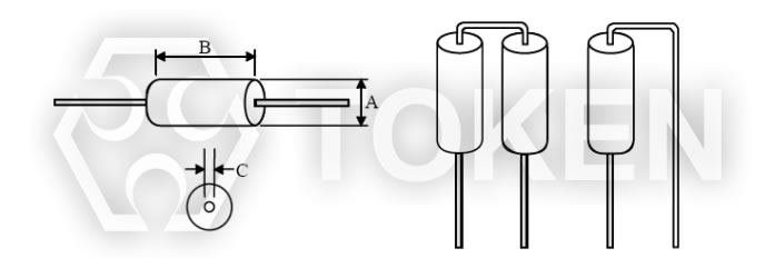 铁氧体磁珠 铁氧体磁环 (TCFB) 尺寸图