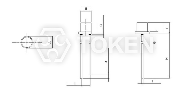 环保可见光传感器 (PT-IC-AC-PE-550) 平头有边尺寸图