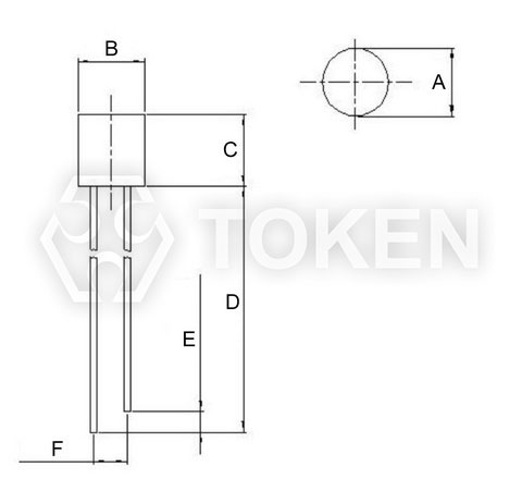 环保可见光传感器 (PT-IC-AC-5-PN-580) 平头无边尺寸图