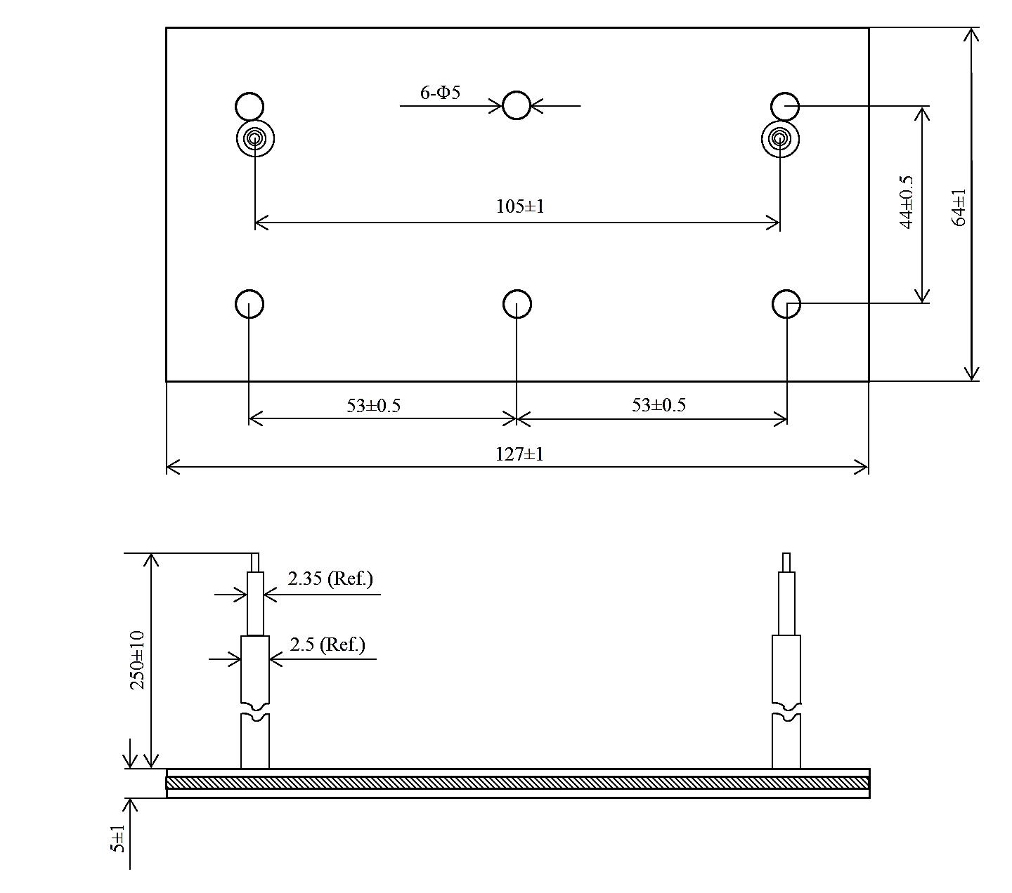ASM-6405-200W 功率线绕云母板制动电阻器 尺寸