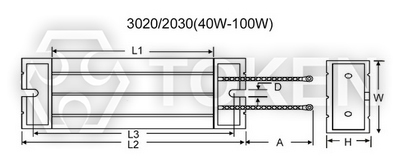 梯型铝壳电阻器 (ASZ) 类型:B 尺寸图