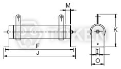 绕线功率电阻 (DR-A) 水平式支架 尺寸图