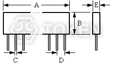 单列直插型精密网络电阻 (UPRNS) 尺寸图