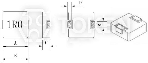 高频扼流滤波功率电感器 (TPSRB) 尺寸图 (Unit: mm)